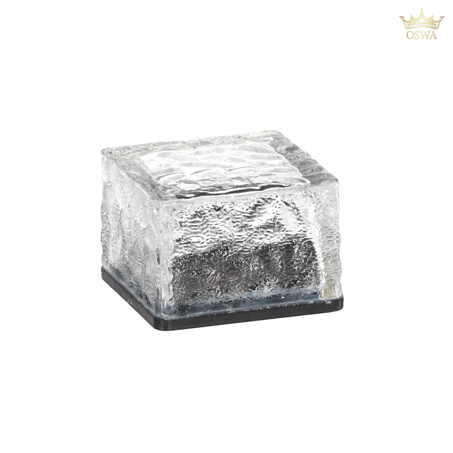 Stiklinė saulės lempa – kubas 7 × 7 × 5 cm, šaltai balta LED - Image 3