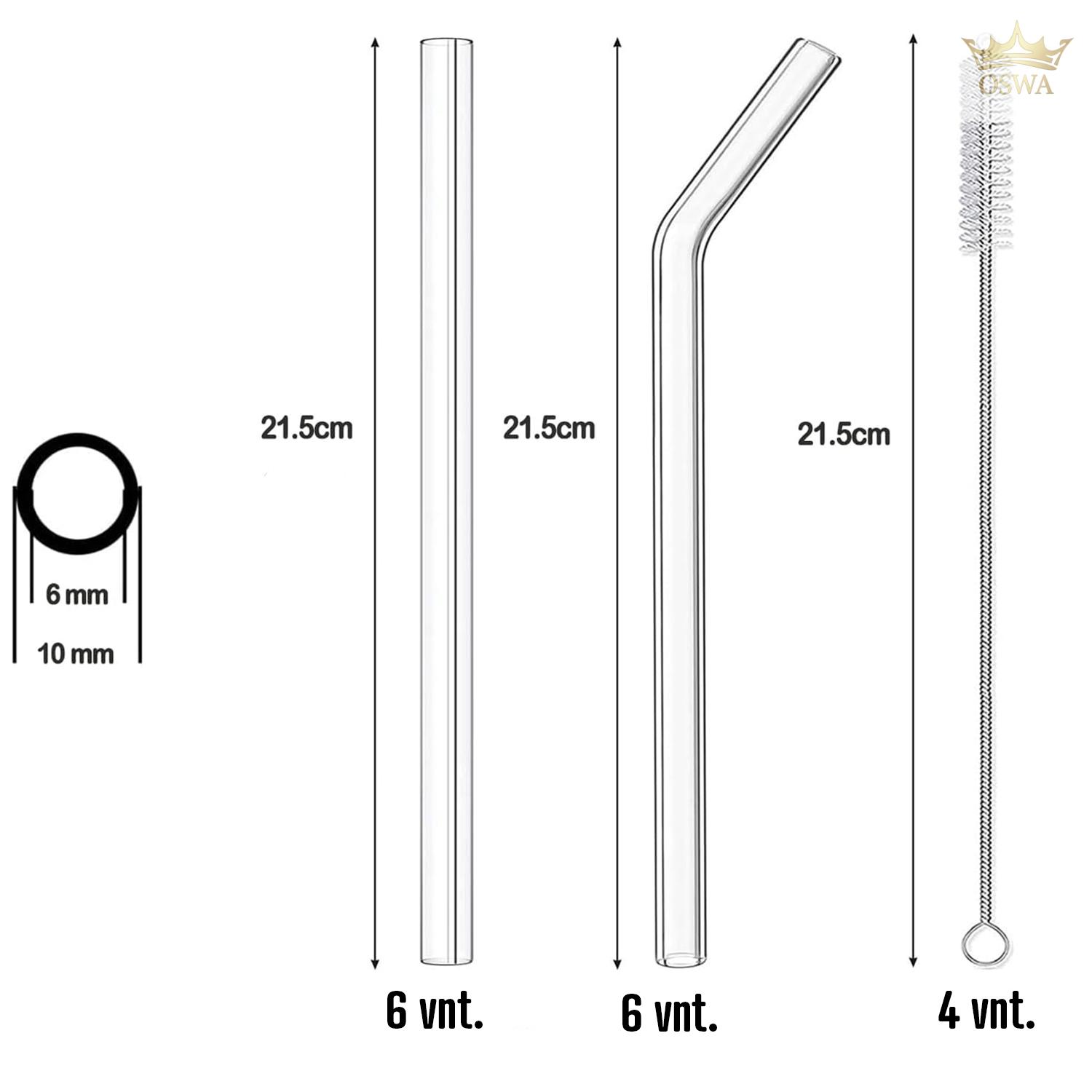 Stikliniai daugkartinio naudojimo šiaudeliai (12 vnt. + 4 šepetėliai) - Image 3